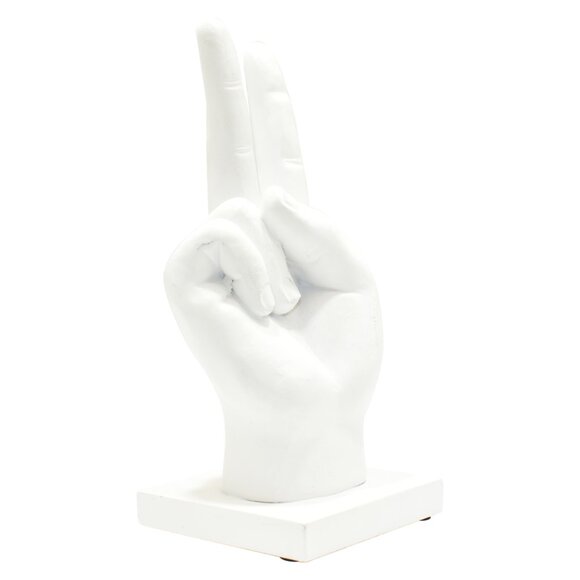 Adam & Friends Home Decor Peace Sign Sculpture | 1-Piece | White - Picture 2 of 3